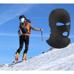 Pasamontañas de punto unisex con 3 orificios, cubrecara cortavientos, gorro tipo bandit para deportes al aire libre - Product Image 5