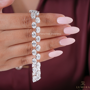Bracelet tennis ovale en diamant de laboratoire blanc plaqué or 18 carats et rhodium, certifié IGI, bijoux de luxe pour mariage, fournisseur en gros - Product Image 5