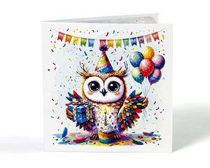 3D Pop-Up Birthday Card Owl With Balloons And Cupcake Gift <b>Paper</b> Greeting Card For Party Celebration - Product Image 5