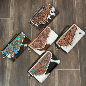 Cartera de cuero mecanizada a mano de gran capacidad más vendida, cartera de mano larga de estilo a la moda, carteras de teléfono de piel de vaca auténtica - Product Image 4