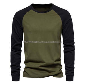 Nueva llegada, fabricante de camisetas con logo personalizado impreso, camiseta lisa de estilo urbano, 180 GSM, 100% algodón, camisetas de manga larga para hombre - Product Image 1