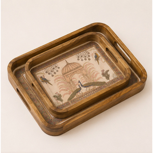 Premium Handcrafted Eco-friendly Modern Floral Wooden Serving Tray Decorative Platter for Wedding <b>Home</b> Decor - Product Image 1
