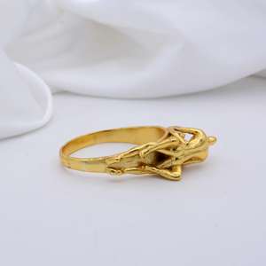 3D Sculpture Romantic Couple Lovers <b>Hugging</b> 18K Gold Plated Brass <b>Ring</b> with Punk Embrace Design - Product Image 2