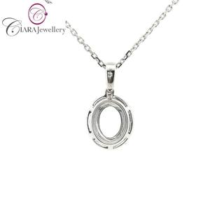 Vente en gros 18K AU750 or rose classique simple pendentif Halo montage véritable 9.3X7.2MM forme ovale en diamant naturel-cadeau parfait - Product Image 3