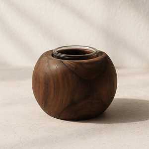 Handmade Walnut <b>Tealight</b> Candle Holder: Minimalist Scandinavian Decor - Product Image 4