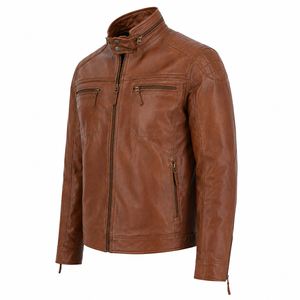 Veste en cuir PU souple pour homme, coupe élégante, col montant, respirante, séchage rapide, motif automne, vente en gros, haute qualité - Product Image 1