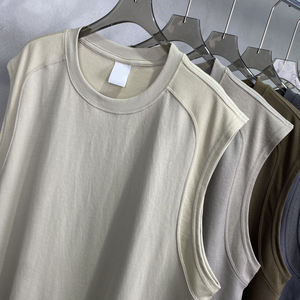 Débardeur de sport pour homme personnalisé avec logo, 180 GSM, sans manches, col rond, respirant, en coton, pour l'entraînement - Product Image 2