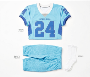 Conjunto de Uniforme de Fútbol Americano de Primera Calidad, Color Azul Cielo, con Pantalones Cortos, de Secado Rápido, al Por Mayor - Product Image 2