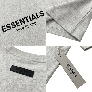 เสื้อยืดแขนสั้นสีเทาสำหรับผู้ชาย Custom Essentials โลโก้ยางนูน สไตล์ไฮสตรีท คอกลม ทรงปกติ ผ้าฝ้าย 100% ปรับแต่งได้ - Product Image 5