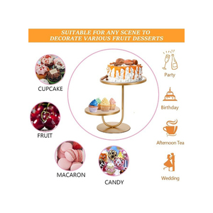 Elegant 2-Tier Gold Metal <b>Cake</b> Stand Modern Cupcake Dessert Display Rack Round Shape For <b>Wedding</b> Party & Buffet Table Decor - Product Image 6