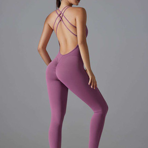 Bodysuits al por mayor para mujer, sin mangas, cuello redondo, elásticos en cuatro direcciones, de spandex/algodón, acanalados, de una pieza, servicio OEM personalizado - Product Image 2
