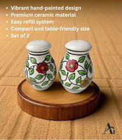 Ensemble de salières et poivrières en céramique artisanale, finition émaillée, motif floral, passe au lave-vaisselle, écologique, non toxique, durable, pour aliments