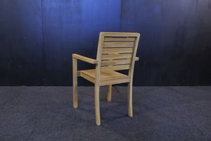 Solid Teak Wood <b>Stackable</b> Outdoor Dining Arm <b>Chair</b> Well Sanded Finish Modern Design - Product Image 4