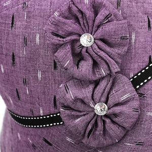 Chapeau Bob Moderne Violet Texturé en Polyester/Coton avec Double Fleur et Strass – Tendance Décontractée Streetwear Printemps Automne Femme - Product Image 5