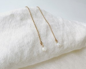 Rainbow Moonstone Threader <b>Earrings</b> Gold Dainty Jewelry June Birthstone Rondelle Shape Elegant Handmade Gift - Product Image 5