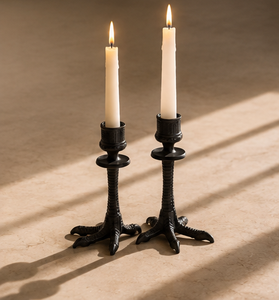 Porte-bougie en aluminium noir sans flamme en forme de patte de poulet - Chandelier décoratif de style campagnard pour table de Noël et de Pâques - Product Image 3