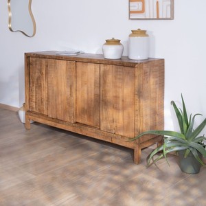 Vandana Amber Order 4-door sliding <b>sideboard</b> in solid mango wood, ethnic chic style - Product Image 3