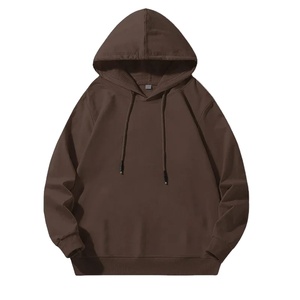 Autumn Spring Casual Woman's Long Sleeve Sweatshirts Streetwear Hoodie in <b>Black</b> Brown Loose Solid Pullover-Versatile for Men - Product Image 2