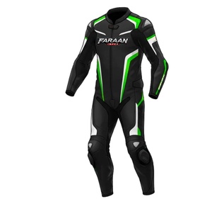 Combinaison de moto en cuir noire et verte prête à l'emploi, une pièce, pour la course, équipement de protection pour moto sportive, équipement de piste personnalisé - Product Image 1