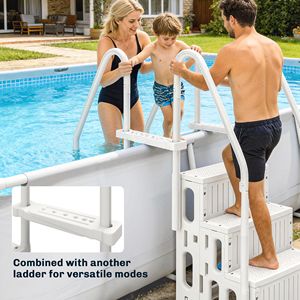 Scaletta Regolabile Bianca per Piscine Fuori Terra e Sport Acquatici Gonfiabili con Corrimano - Product Image 6
