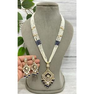 Magnifique ensemble de collier pendentif en moissanite plaqué or de qualité supérieure, orné de perles Kundan Polki, idéal pour les mariages et les soirées, pour femmes. - Product Image 2