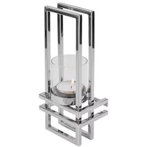Modern Square Candle Holder Stylish Glass and Metal Candle Stand for Table or Home Decor Decorative Lighting Accent Piece - Product Image 1