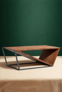 Modern Round Wood Coffee <b>Table</b> With Steel Frame Industrial Design Living Room Furniture - Product Image 6