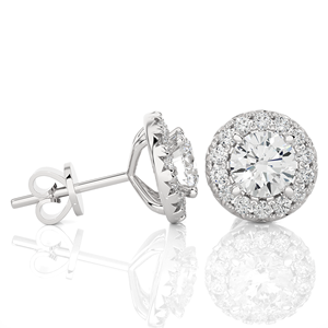 Boucles d'oreilles clous en diamant naturel de 1,52 carat, or massif 18 carats, taille ronde, 30 pierres de diamant, pour acheteurs en gros - Product Image 4