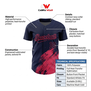 Camiseta de Béisbol/Sóftbol de Alta Calidad 100% Poliéster con Botones en la Parte Delantera, Absorbente de Humedad, para Atletas Femeninas, Manga Corta - Product Image 5
