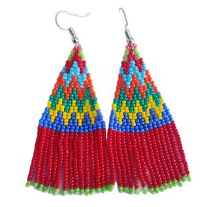 ต่างหูปักลายวงกลมสวยงาม สีดำและสีขาว ทำด้วยมือจากเมล็ดพันธุ์ สำหรับเด็กผู้หญิง จากประเทศอินเดีย - Product Image 4