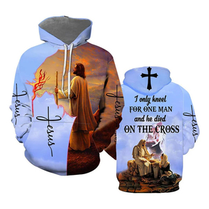 Sudaderas con Capucha Christian Jesus, Sudaderas con Capucha con la Frase 'Jesus Bless Us Faith Above Fear', al Mejor Precio, Ropa Urbana para Hombre - Product Image 4