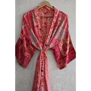 Silk Plus Size Breathable Patchwork Kimono Robe <b>Women</b> Long Boho Autumn Nightwear Gown Honeymoon <b>Lounge</b> Wear - Product Image 3