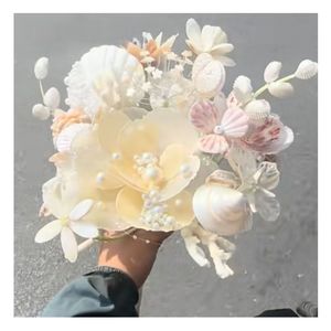 Coquillage mariage fleur bouquet fait main pour plage mariée Coquillage mariage fleur océan thème bouquet de mariée décor côtier cadeau - Product Image 4