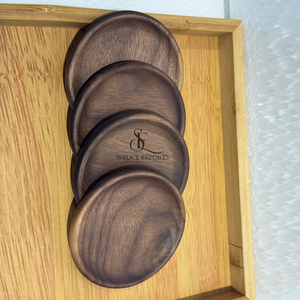 Premium 6 Pieces Walnut Wooden Drink <b>Coaster</b> <b>Set</b> With Holder. Eco-Friendly, Non-Slip & Heat-Insulated Cup Mats For Table Decor - Product Image 5