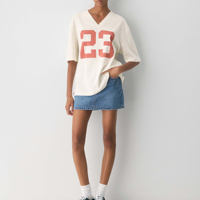 Camiseta de Verano Casual para Mujer, Cuello en V, Talla Grande, Tejida en Algodón 100%, Lavada, Holgada, de Manga Corta, Transpirable y de Secado Rápido, Estilo Vintage