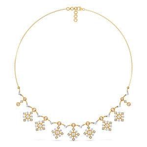 Royal Geometric Cascade Diamond <b>Necklace</b> with Symmetrical Floral Drop Motifs and Elegant <b>Statement</b> Design - Product Image 2