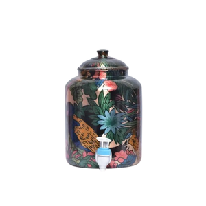 Copper Water <b>Dispenser</b> with Tap and Cup Set Vintage Floral Design Thermal Insulation Household Kitchen Use - Product Image 4
