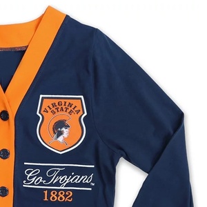 Virginia State Trojans Women's Navy Orange Cardigan V-Neck Full Sleeve Button Front Preppy Style 82 Printed - Product Image 4