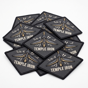 Parche Bordado de Herramienta de Pesca Marítima de Hierro con Diseño de Templo de Diamantes, Fabricante Personalizado - Product Image 1