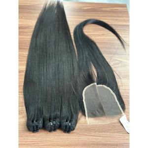 Extensiones de Cabello Humano Natural Negro, Tejido a Máquina, Liso, Virgen Vietnamita, Doble Trama, Proveedor Mayorista - Product Image 3