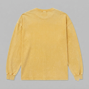 T-shirt oversize pour femme avec broderie effet vieilli, épaules tombantes, style vintage délavé à l'acide, streetwear, manches longues, effet usé - Product Image 2