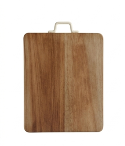 Planche de service rectangulaire artisanale en bois de manguier, planche à découper plate moderne avec poignée en métal à arche supérieure - Product Image 1