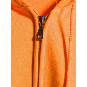 Sweat-shirt à capuche boutonné en tricot crocheté orange unisexe, style décontracté, automne, polyester/coton, écologique - Product Image 3