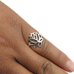 Sterling Silver <b>Lotus</b> Flower Ring Bohemian Style Unisex Everyday Wear Jewelry 925 Silver Fine Hand Crafted Fashionable Jewelry - Product Image 5