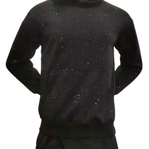 Sweat à capuche imprimé pour homme avec motif à pois dispersés, capuche réglable, manches longues et poignets côtelés - Product Image 1