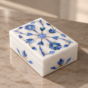 Elegant Modern Rectangle Printed Marble Inlay Floral Pattern Thanksgiving Jewelry <b>Box</b> with Lids for Storage <b>Rings</b> - Product Image 3