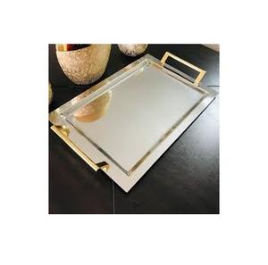 Bandeja de Servicio Metálica Decorativa Hecha a Mano de Estilo Moderno y Calidad Premium con Bordes Lisos Multifuncional para Bodas y Diwali - Product Image 4