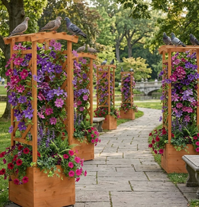 กระถางต้นไม้ไม้สูงพร้อมโครงตาข่ายตกแต่งสำหรับปลูกดอกไม้แบบเลื้อย ปลูกแนวตั้งสำหรับใช้ในพื้นที่กลางแจ้ง จากเวียดนาม - Product Image 6