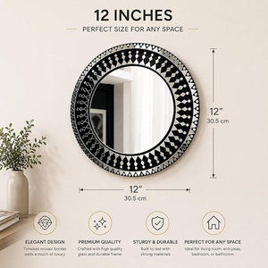 Miroir mural en mosaïque, forme ronde, cadre transparent, décoration murale pour la maison, la salle de bain, la chambre à coucher, prix le plus bas, meilleur produit, respectueux de l'environnement - Product Image 5