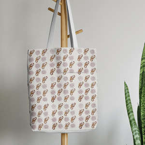 Bolsos de Mano de Algodón con Estampado de Bloques de Moda para Compras Diarias, Bolsos de Ropa Duraderos con Estampado Floral Minimalista para Mujer - Product Image 2